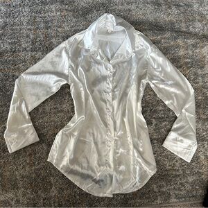 Zara White Satin Blouse